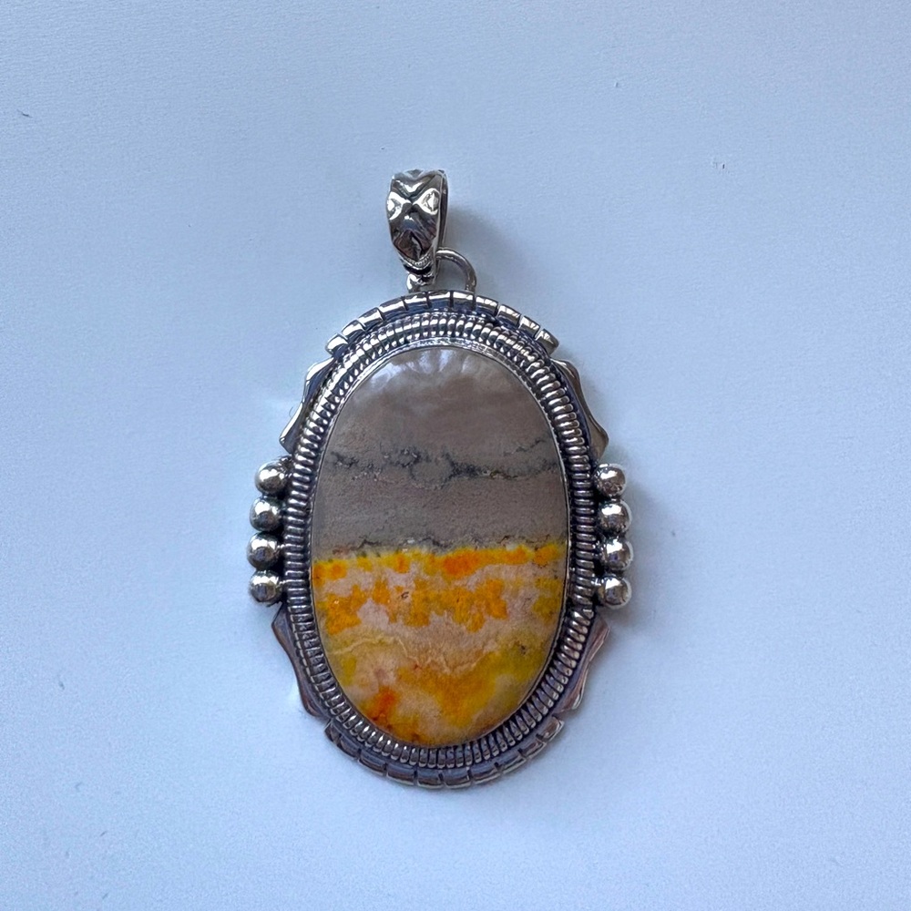 Bumblebee jasper sterling silver pendant